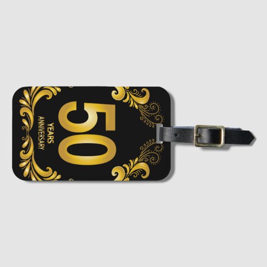 50 jaar Gold Glitter Jubileum Bagagelabel (Voorkant (horizontaal))