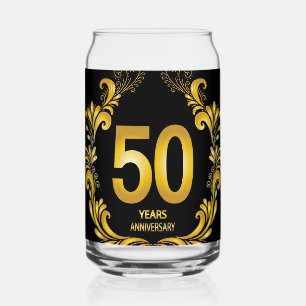 50 jaar Gold Glitter Jubileum Blikvorm Glas