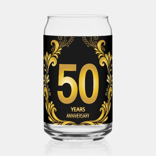 50 jaar Gold Glitter Jubileum Blikvorm Glas (Achterkant)