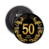 50 jaar Gold Glitter Jubileum Button Flesopener (Voorkant)