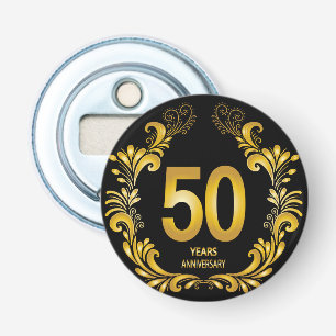 50 jaar Gold Glitter Jubileum Button Flesopener