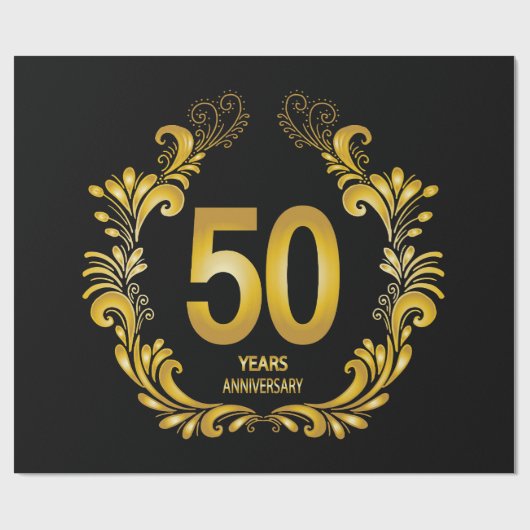 50 jaar Gold Glitter Jubileum Cadeaupapier (Vlak)