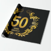 50 jaar Gold Glitter Jubileum Cadeaupapier (Uitgerold)