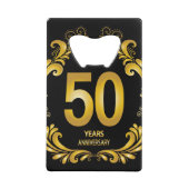 50 jaar Gold Glitter Jubileum Creditkaart Flessenopener (Voorkant)