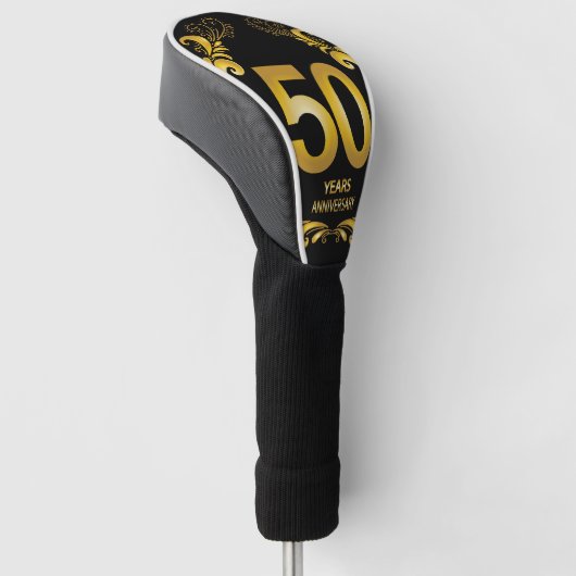 50 jaar Gold Glitter Jubileum Golfheadcover (Schuin)