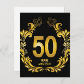 50 jaar Gold Glitter Jubileum Informatiekaartje (Voorkant / Achterkant)