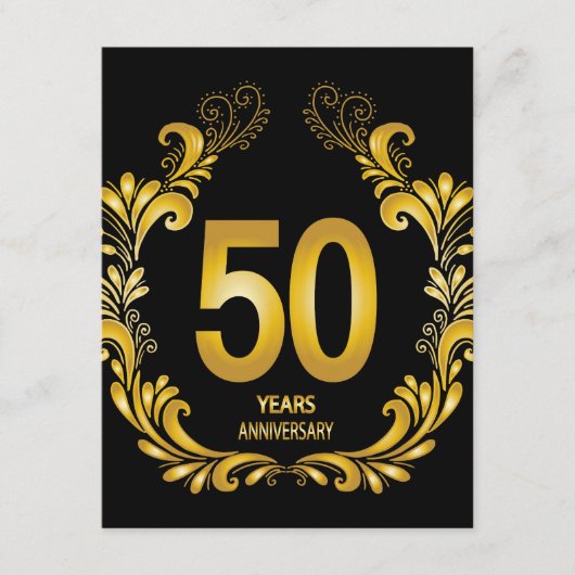 50 jaar Gold Glitter Jubileum Informatiekaartje (Voorkant)