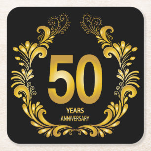 50 jaar Gold Glitter Jubileum Kartonnen Onderzetters