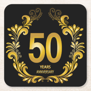 50 jaar Gold Glitter Jubileum Kartonnen Onderzetters