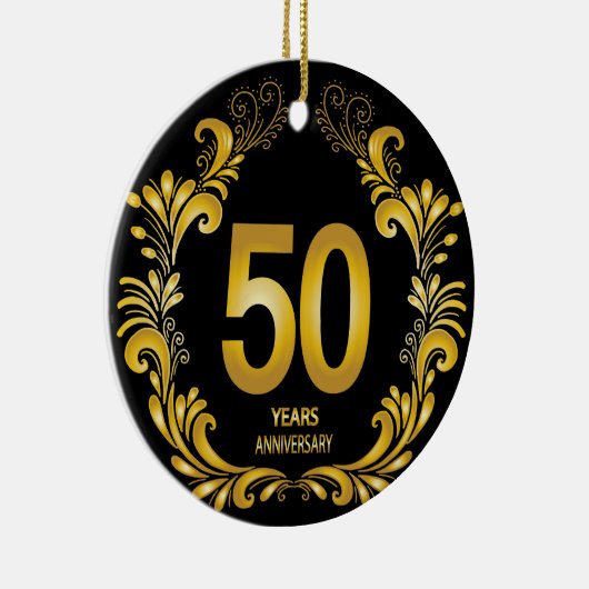 50 jaar Gold Glitter Jubileum Keramisch Ornament (Rechts)