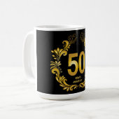 50 jaar Gold Glitter Jubileum Koffiemok (Voorkant links)