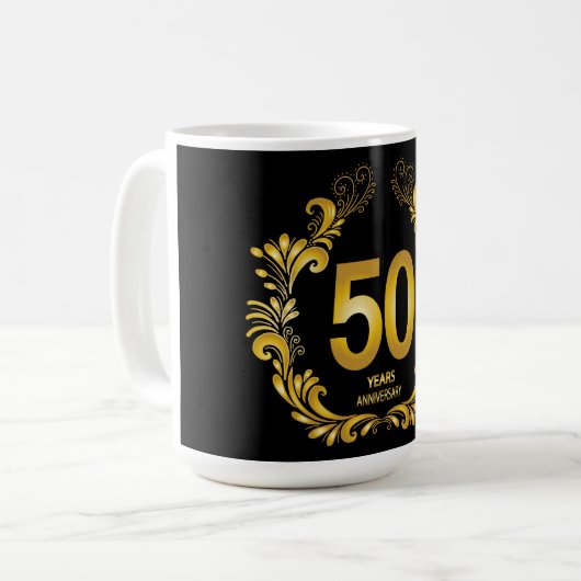 50 jaar Gold Glitter Jubileum Koffiemok (Voorkant links)