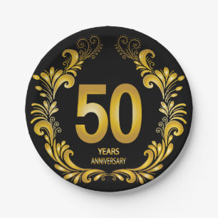 50 jaar Gold Glitter Jubileum Papieren Bordje