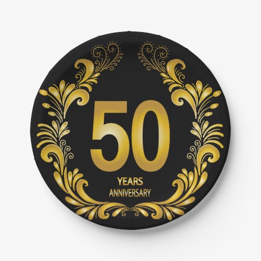 50 jaar Gold Glitter Jubileum Papieren Bordje (Voorkant)