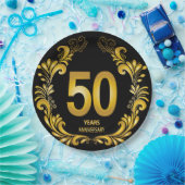 50 jaar Gold Glitter Jubileum Papieren Bordje (Feest)