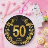 50 jaar Gold Glitter Jubileum Papieren Bordje (Feest)
