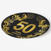 50 jaar Gold Glitter Jubileum Papieren Bordje (Gekanteld)