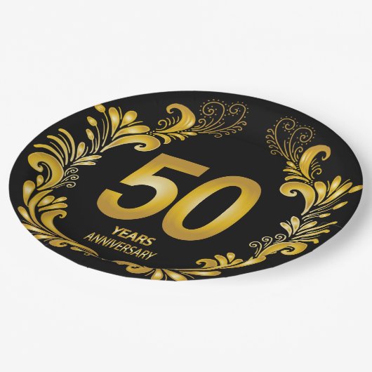 50 jaar Gold Glitter Jubileum Papieren Bordje (Gekanteld)