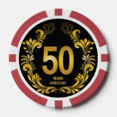 50 jaar Gold Glitter Jubileum Poker Chips (Voorkant)