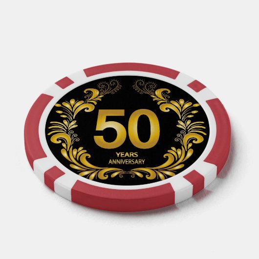 50 jaar Gold Glitter Jubileum Poker Chips (Enkel)