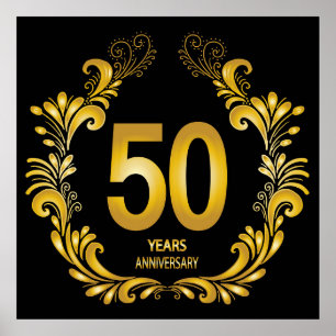 50 jaar Gold Glitter Jubileum Poster