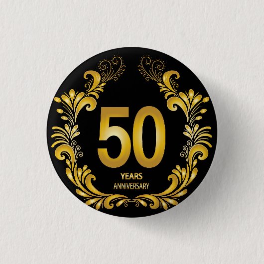 50 jaar Gold Glitter Jubileum Ronde Button 3,2 Cm (Voorkant)