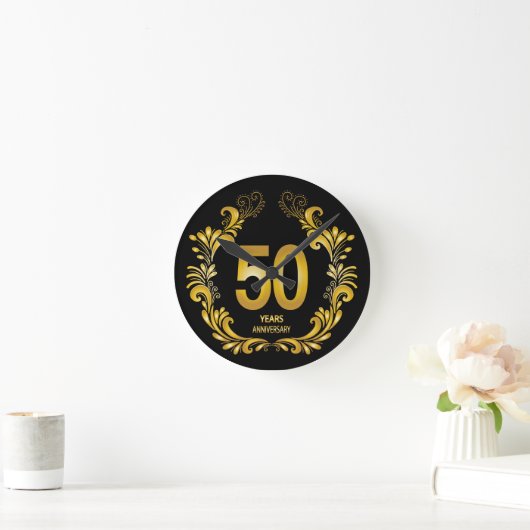 50 jaar Gold Glitter Jubileum Ronde Klok (Huis)