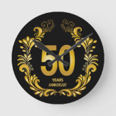 50 jaar Gold Glitter Jubileum Ronde Klok (Voorkant)