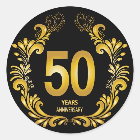 50 jaar Gold Glitter Jubileum Ronde Sticker (Voorkant)