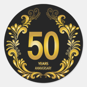 50 jaar Gold Glitter Jubileum Ronde Sticker
