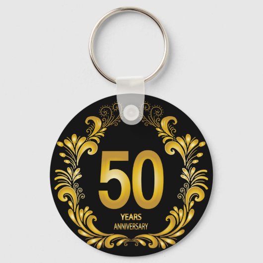 50 jaar Gold Glitter Jubileum Sleutelhanger (Voorkant)