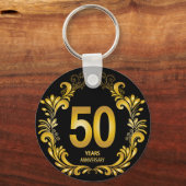 50 jaar Gold Glitter Jubileum Sleutelhanger (Voorkant)