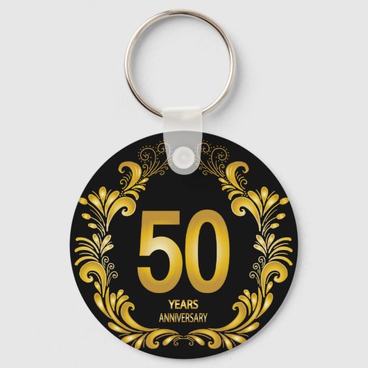 50 jaar Gold Glitter Jubileum Sleutelhanger (Voorkant)