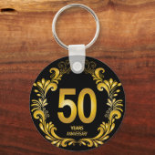 50 jaar Gold Glitter Jubileum Sleutelhanger (Voorkant)