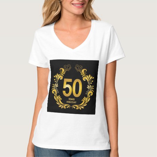 50 jaar Gold Glitter Jubileum T-shirt (Voorkant)