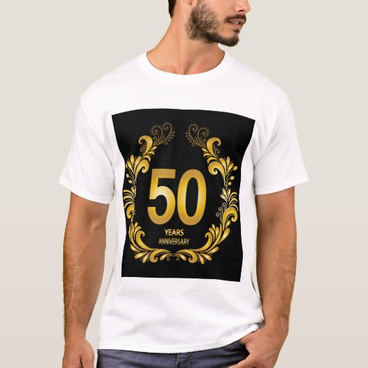 50 jaar Gold Glitter Jubileum T-shirt (Voorkant)