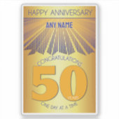 50 Jaar | Golden Ray 12 Stappen Aangepaste NAAM Sticker (Voorkant)