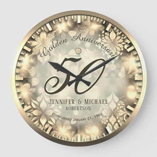 50 jaar Golden Wedding Jubileum Grote klok (Voorkant)