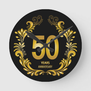 50 Jaar Goud Glitter Jubileum Ronde Klok