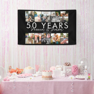 50 jaar gouden bruiloft jubileum fotocollage spandoek