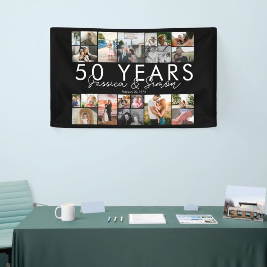 50 jaar gouden bruiloft jubileum fotocollage spandoek (Beurs)