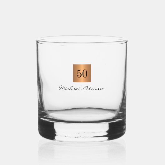50 jaar gouden elegante scriptnaam gepersonaliseer whisky glas (Voorkant)