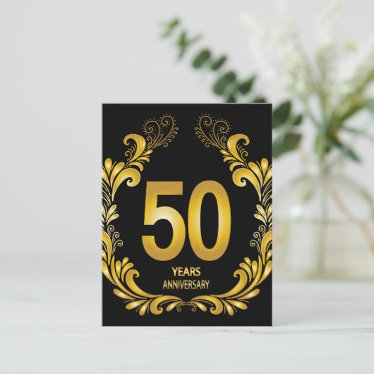 50 Jaar Gouden Glitter Jubileum Briefkaart (Staand voorkant)