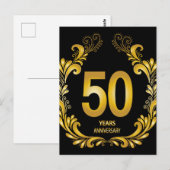 50 Jaar Gouden Glitter Jubileum Briefkaart (Voorkant / Achterkant)