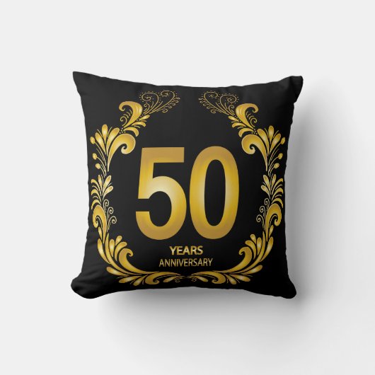 50 Jaar Gouden Glitter Jubileum Kussen (Voorkant)