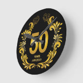 50 Jaar Gouden Glitter Jubileum Ronde Klok (Hoek)