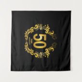 50 Jaar Gouden Glitter Jubileum Wandkleed (Voorkant (horizontaal))