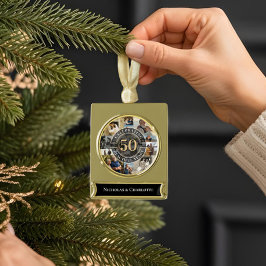 50 Jaar Gouden Huwelijksjubileum Oneindige Fotocol Verguld Banner Ornament