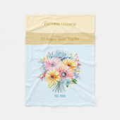 50 jaar gouden jubileum bloemen blauw fleece deken (Voorkant)