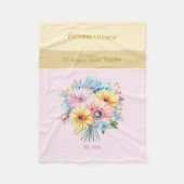 50 jaar gouden jubileum bloemen roze fleece deken (Voorkant)